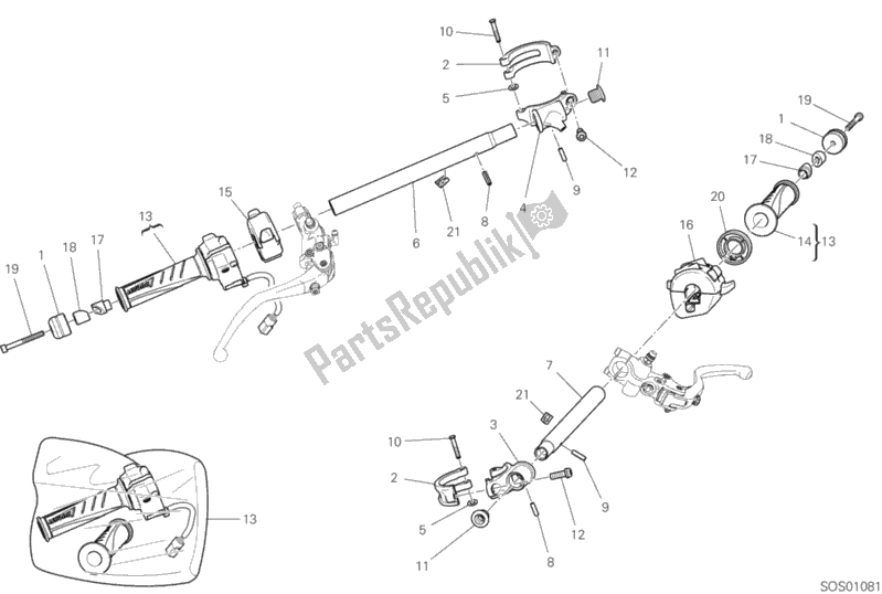 All parts for the Half-handlebars of the Ducati Superbike Panigale V4 R 1000 2020